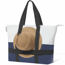 🏖️ Große Strandtasche Damen XXL mit Reißverschluss - Strobeige Blau