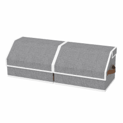 OUTBROS Aufbewahrungsbox mit Deckel, Kleiderschrank Organizer mit Griff, Gekippte Stoffbox, Raumorganisator, 2 Stück M(2-Pack) Grau