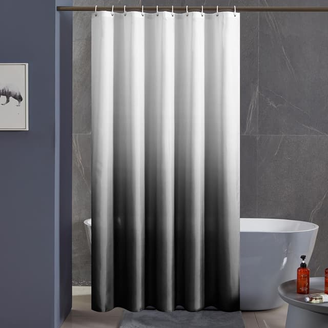 🚿 Furlinic Duschvorhang Badvorhang aus Polyester Stoff 150x200 Weiß nach Schwarz 🛁