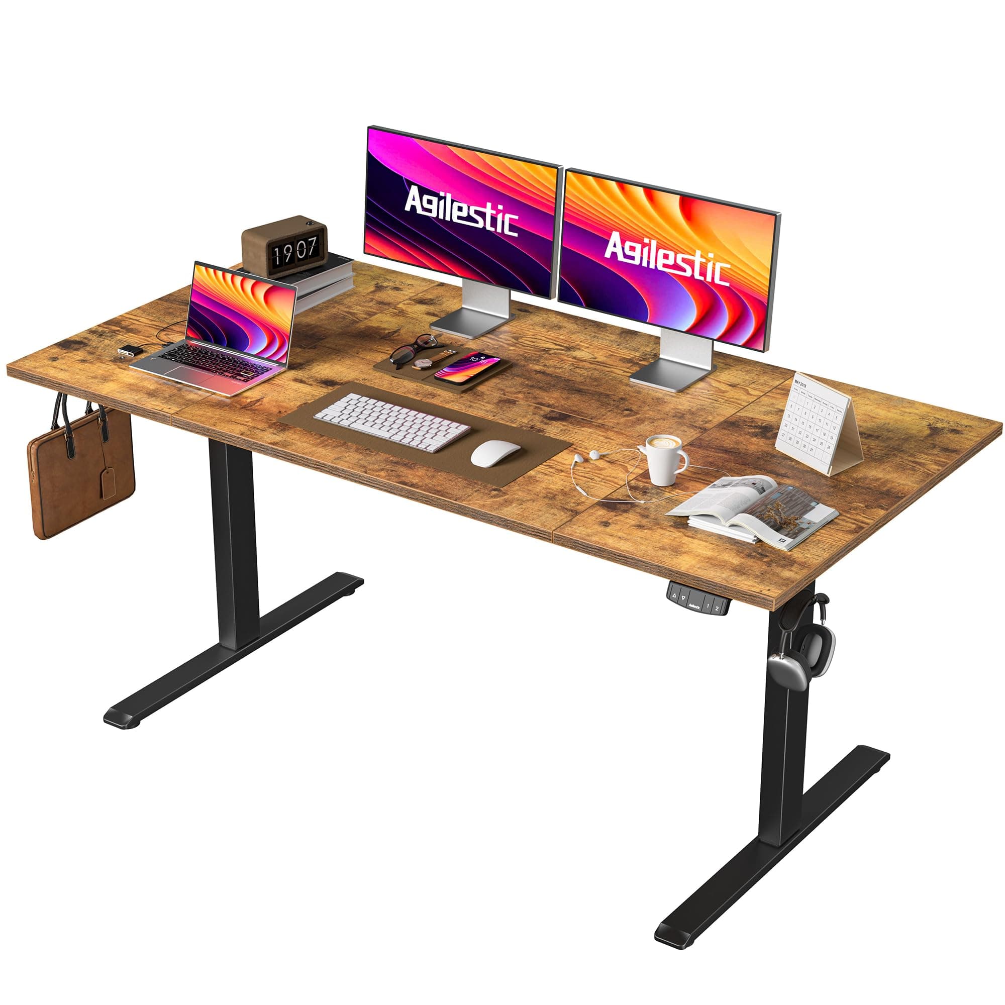 🌟🖥️ Agilestic Höhenverstellbarer Schreibtisch 160 x 80 cm - Ergonomisch und Platzsparend! 🌟
