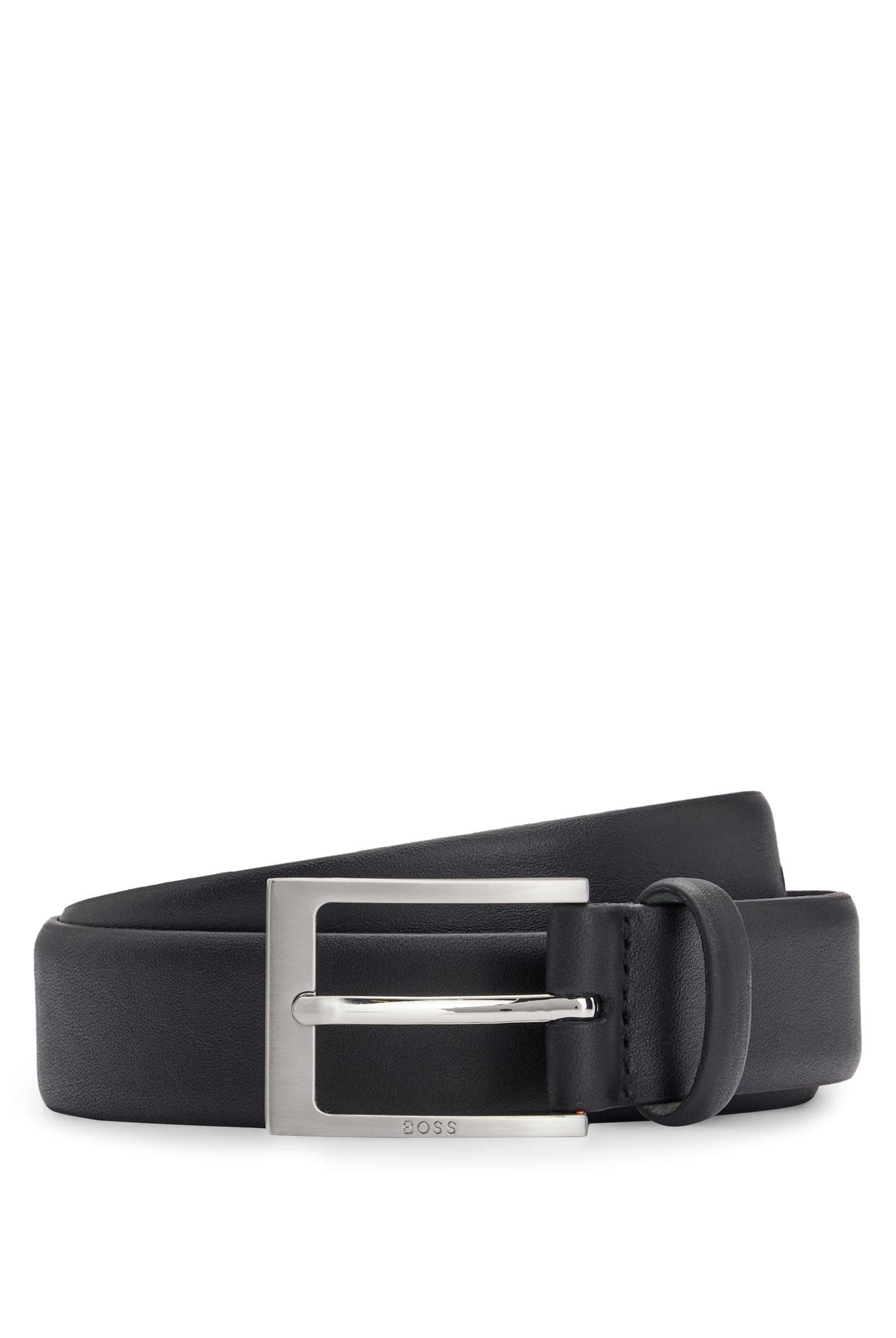 🔥 Angebot: HUGO BOSS Herren Gürtel, Brondon, Echt Leder mit Metallschnalle - Schwarz 115 Black2