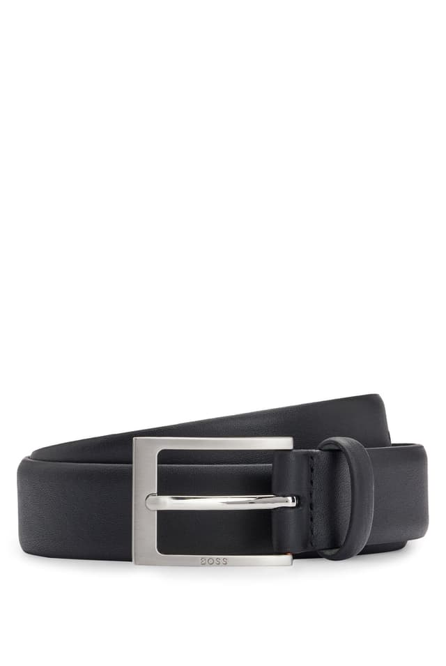 🔥 Angebot: HUGO BOSS Herren Gürtel, Brondon, Echt Leder mit Metallschnalle - Schwarz 115 Black2