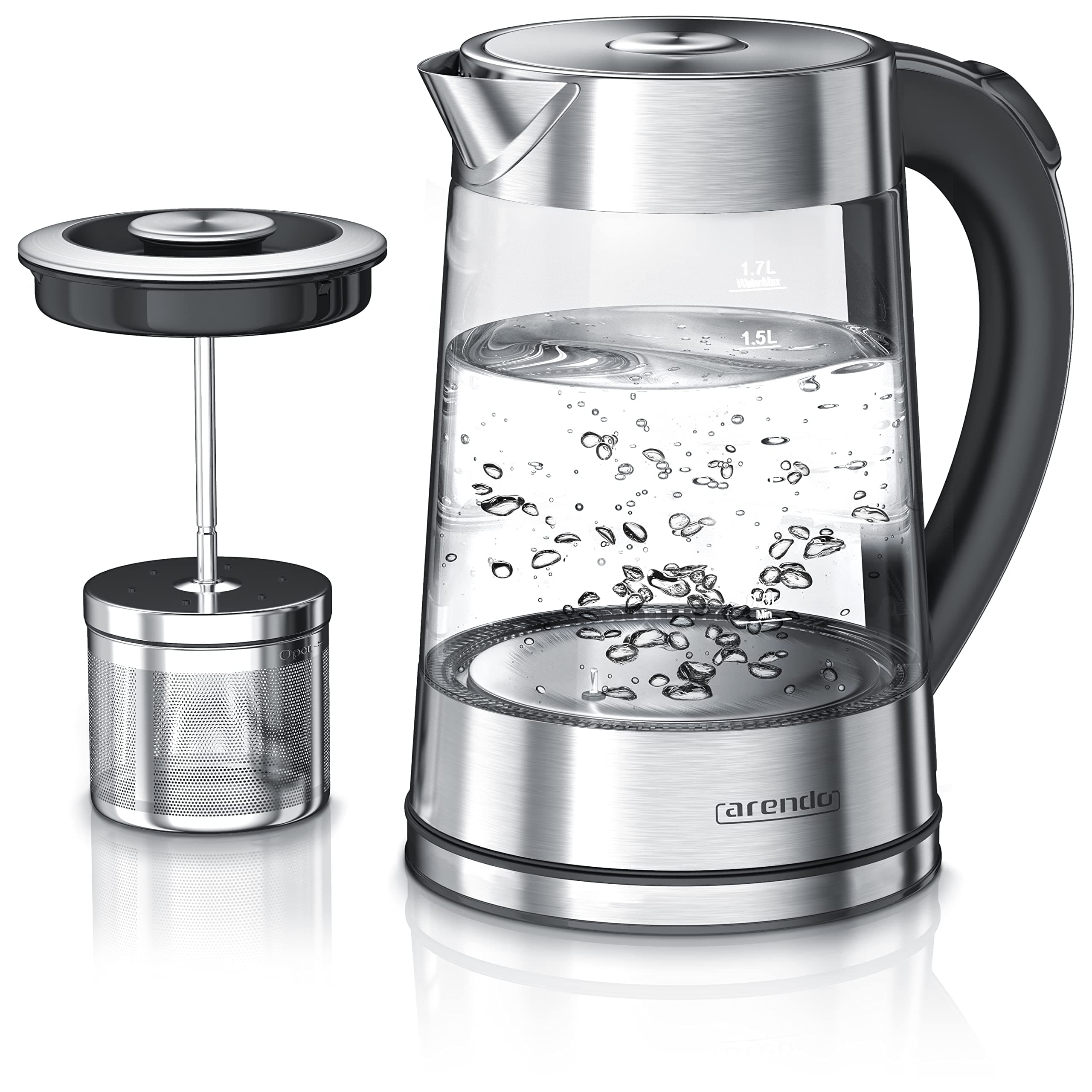 Arendo - Glas Wasserkocher mit Temperatureinstellung und Teesieb Teekocher 🍵🔥