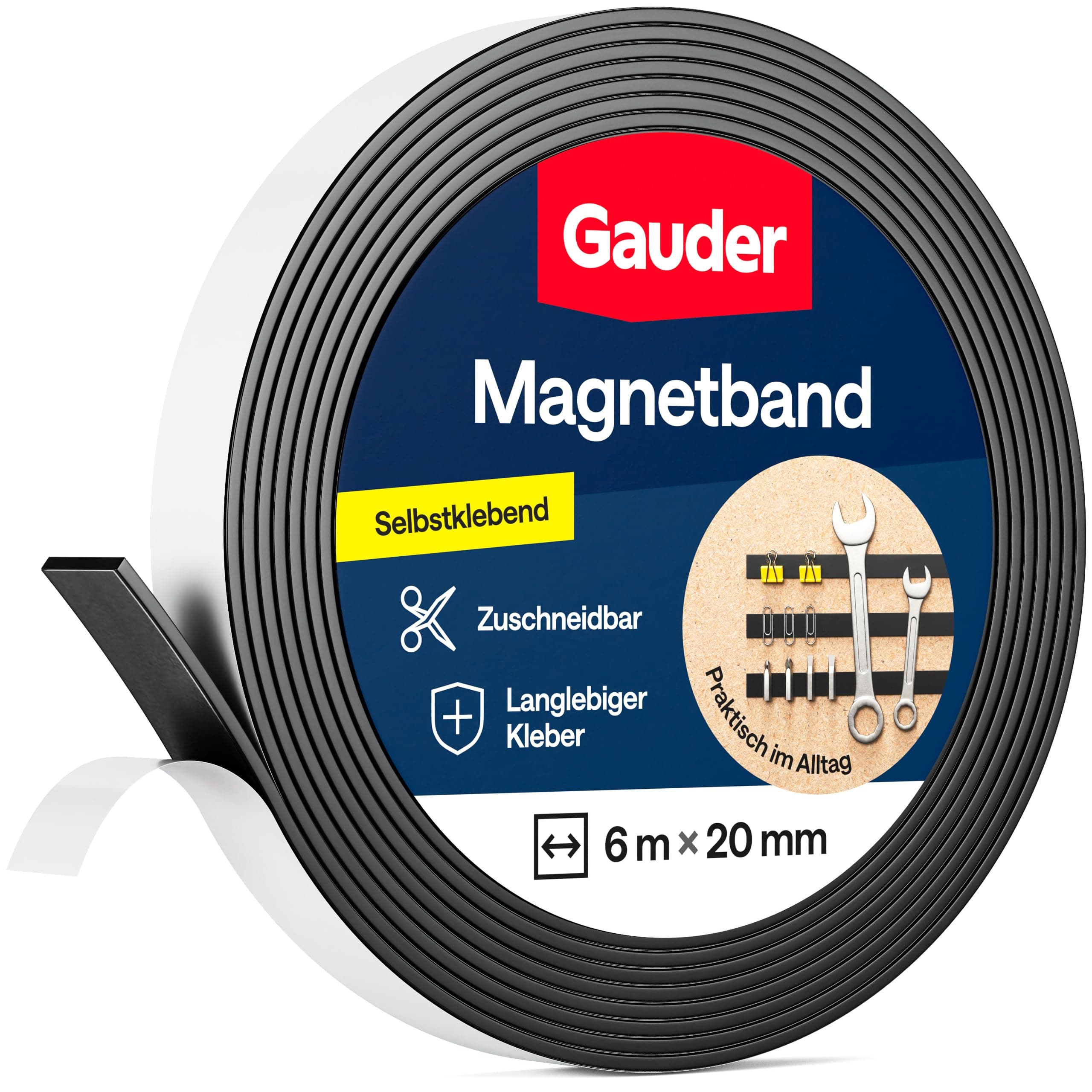 🧲 GAUDER Magnetband selbstklebend stark - 6m x 20mm x 2,0mm
