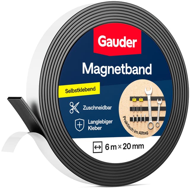 🧲 GAUDER Magnetband selbstklebend stark - 6m x 20mm x 2,0mm