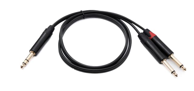 🔊 System-S Audio Y Klinke Kabel 100 cm 2X 6,35 mm 2 polig Stecker zu 1x Stecker AUX Adapter