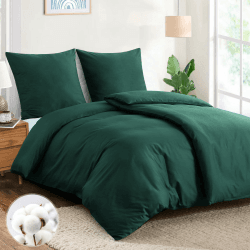 🛏️ Aisbo Bettwäsche 135x200 Baumwolle 4teilig - Bettwäsche-Sets Dunkelgrün