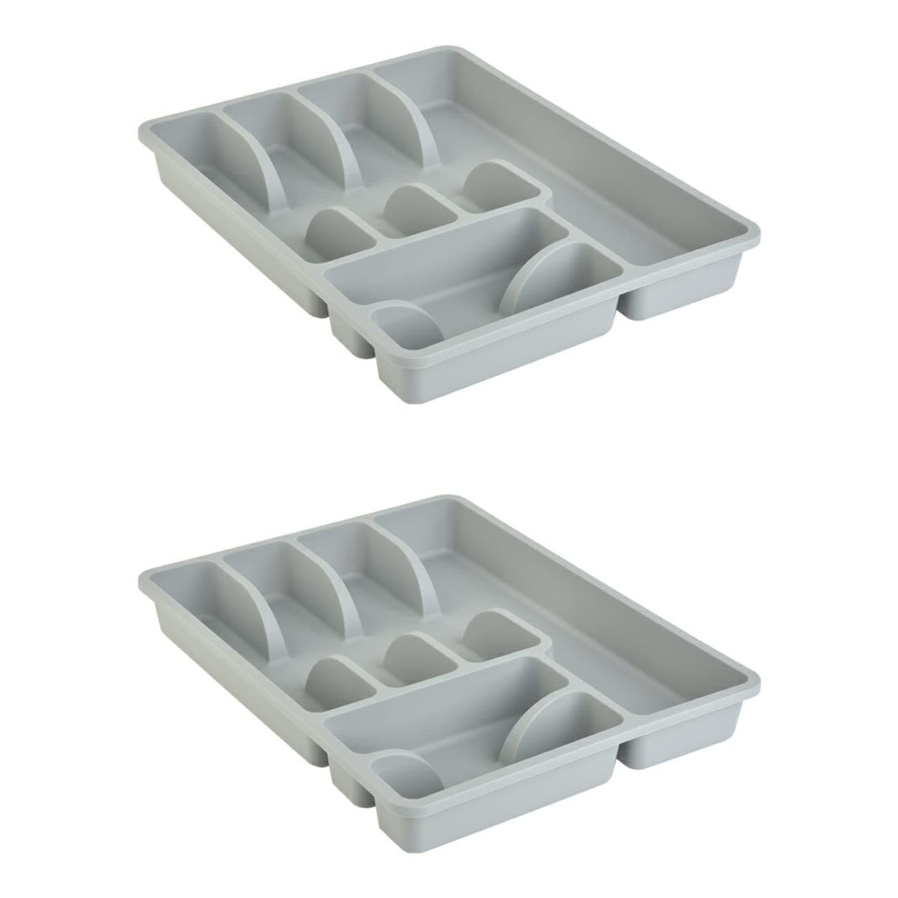 🍴 Engelland 2 x Besteckkasten Besteckkorb mit 6 Fächern, Kunststoff, BPA-frei, Farbe: Hellgrau, Maße: 38 x 29 x 5 cm Hellgrau-2 Angebot
