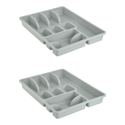🍴 Engelland 2 x Besteckkasten Besteckkorb mit 6 Fächern, Kunststoff, BPA-frei, Farbe: Hellgrau, Maße: 38 x 29 x 5 cm Hellgrau-2 Angebot Angebot bei HelloDeals