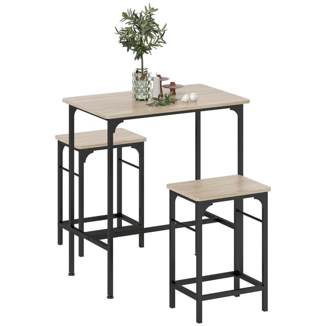 HOMCOM Bartisch Set mit Barhocker-Set 🍹 Küchentisch für Esszimmer
