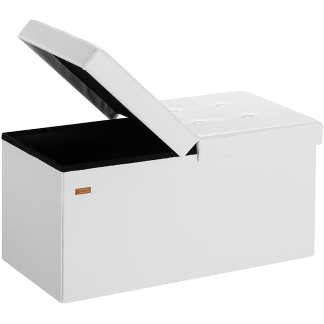 🌟 Casaria® Sitzbank mit Stauraum Faltbar Weiß 80x40x40cm Gepolstert Deckel Kunstleder 🌟