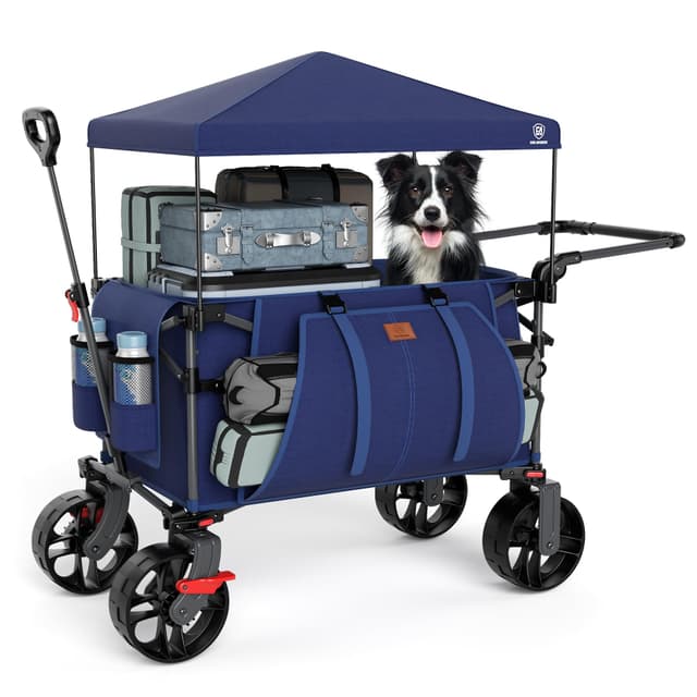 🌟ANGEBOT: EVER ADVANCED XXL Bollerwagen faltbar 225L bis 150kg mit Bremse Dach Handwagen schieben&ziehen klappbar Strandwagen🌟