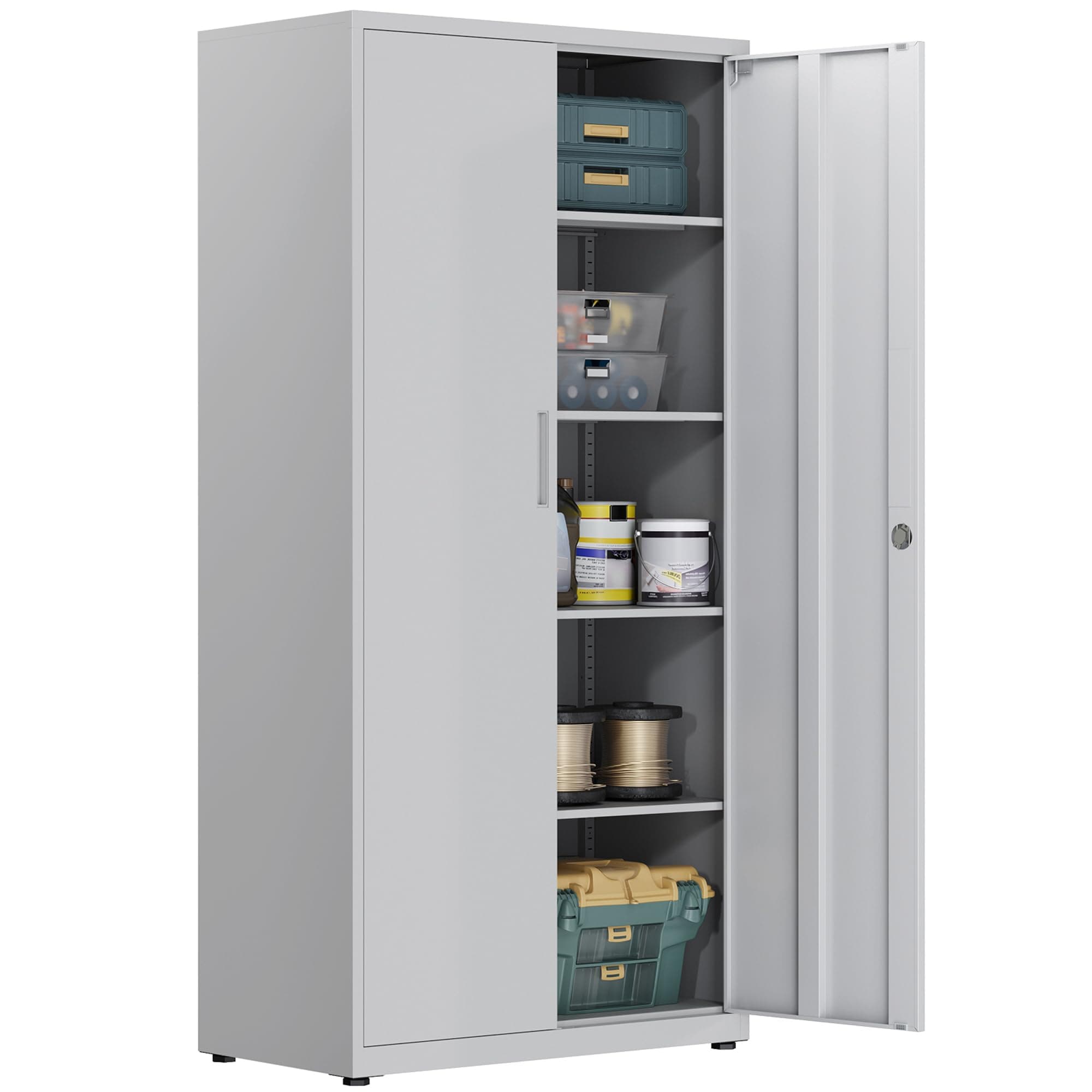 🔒🗄️ Aktenschrank & Mehrzweckschrank aus Stahl 180x80x40 cm - Graues Weiß 181.5H cm