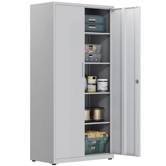 🔒🗄️ Aktenschrank & Mehrzweckschrank aus Stahl 180x80x40 cm - Graues Weiß 181.5H cm