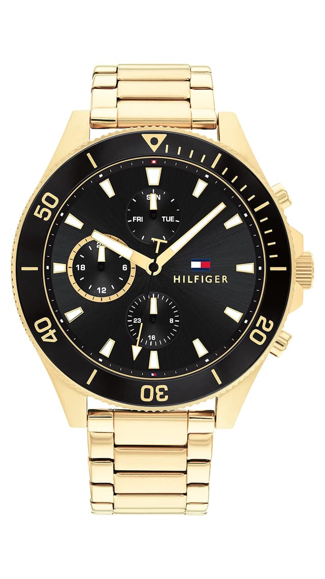 Tommy Hilfiger Multi Zifferblatt Quarz Uhr für Herren mit Goldfarben Edelstahlarmband - 1791919 ⌚🔥