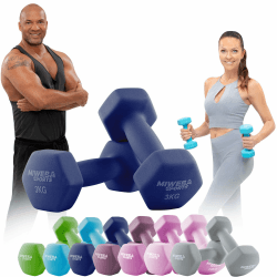 Miweba Sports Neopren Hantelset NKH100 | 𝐏𝐫𝐨𝐟𝐢 Hanteln - 0.5-10.0 Kg - Hexagon Hanteln Set - Kurzhanteln - Kurzhantel Set - Gymnastikhanteln - Hantel Set - Dumbbell Königsblau 2X 3.0 kg