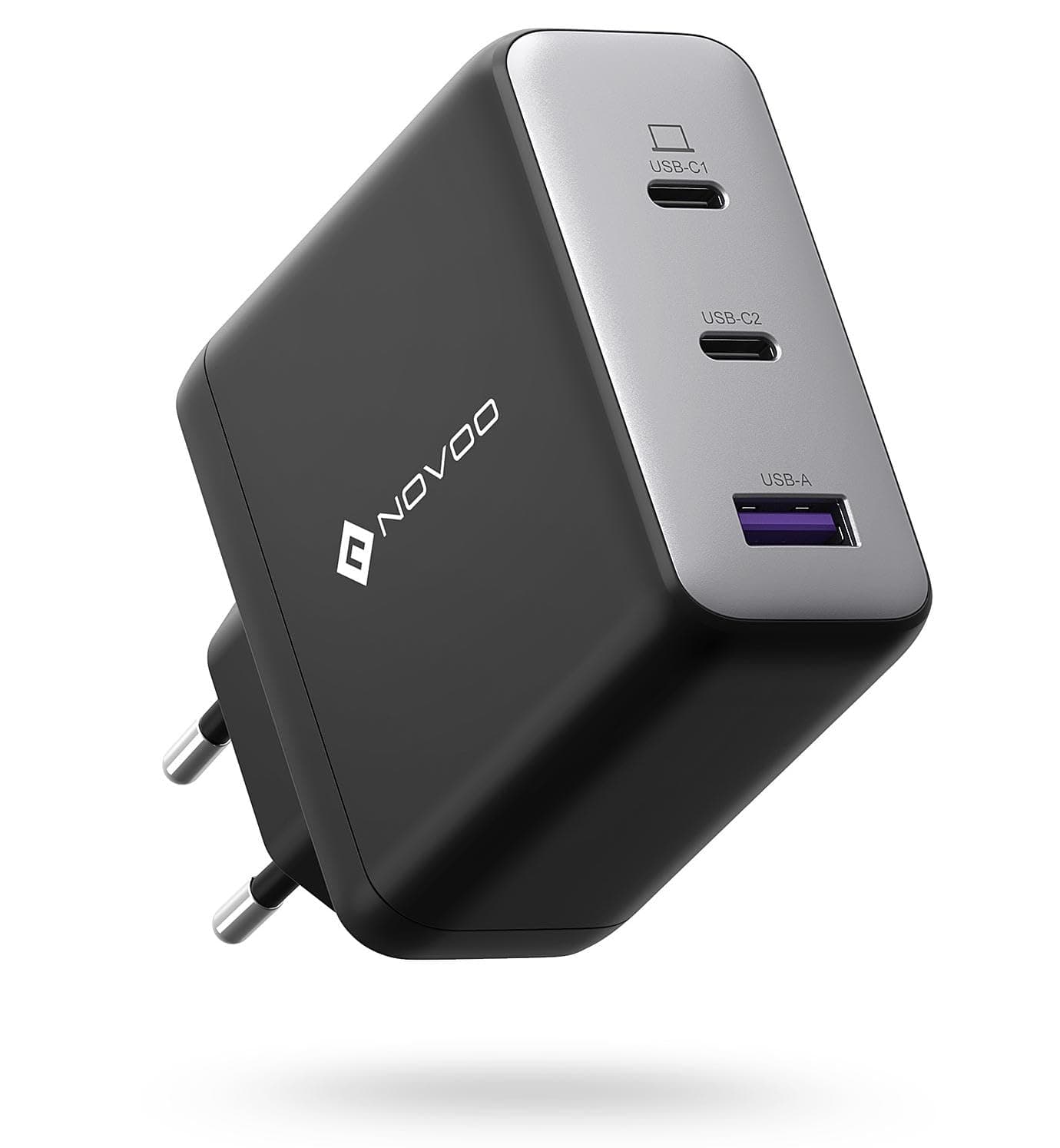 120W USB C Ladegerät NOVOO GaN Ⅲ Charger Schnellladegerät 3-Port USB C Netzteil