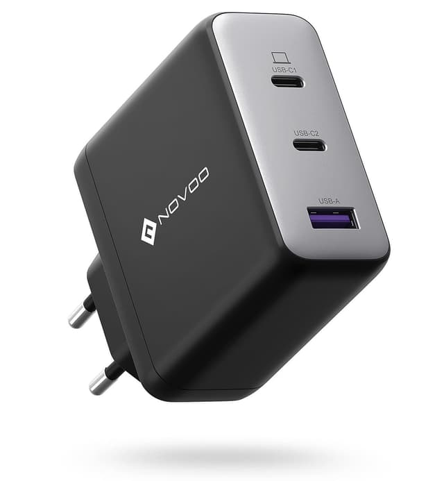 120W USB C Ladegerät NOVOO GaN Ⅲ Charger Schnellladegerät 3-Port USB C Netzteil