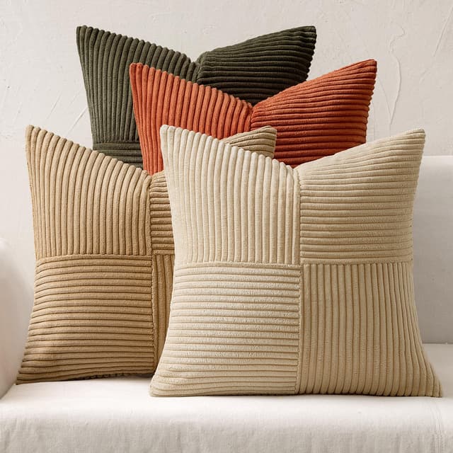 MIULEE 4er Set Kordsamt Kissenbezug Patchwork Kissenhülle 🛋️🌿 Modern Weich Dekokissen