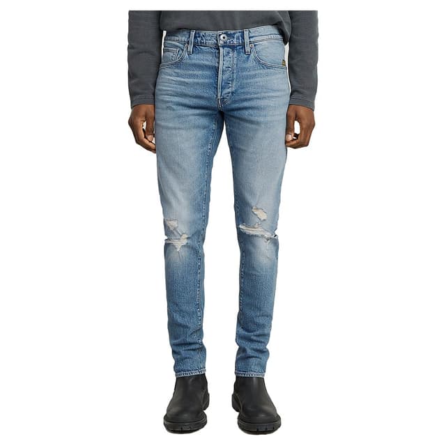 👖 G-STAR Herren 3301 Slim Jeans Jeans 34W / 30L Blau (Vintage Blue Vapour Destroyed 51001-d936-h103) - Angebot!