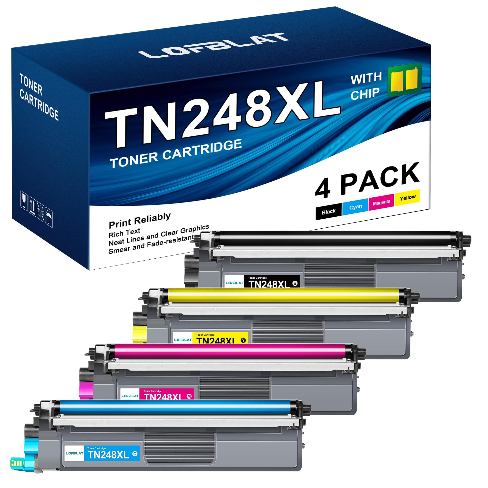 🔥 LOFBLAT TN248XL TN248XLCMYK Kompatibel für Brother TN248 TN248XL Toner für Brother MFC-L3760CDW Toner MFC-L3740CDW MFC-L3740CDWE DCP-L3520CDW DCP-L3560CDW (4 Pack) TN248XL 4P - 50% RABATT! 🎉