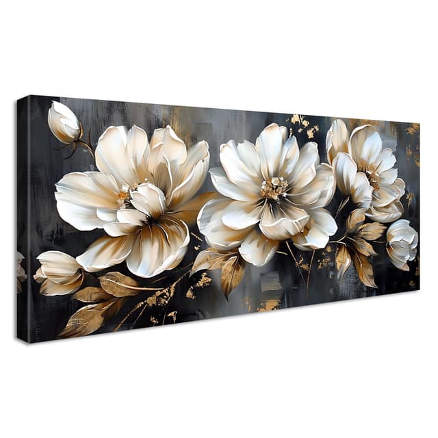 🌸 Beige Pfingstrosen Blumen Leinwandbild - Wanddekoration für Zuhause 🖼️