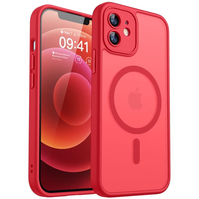 📱 CANSHN iPhone 12 Hülle mit Kameraschutz für Magsafe in Rot 🛡️🔴