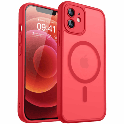 📱 CANSHN iPhone 12 Hülle mit Kameraschutz für Magsafe in Rot 🛡️🔴