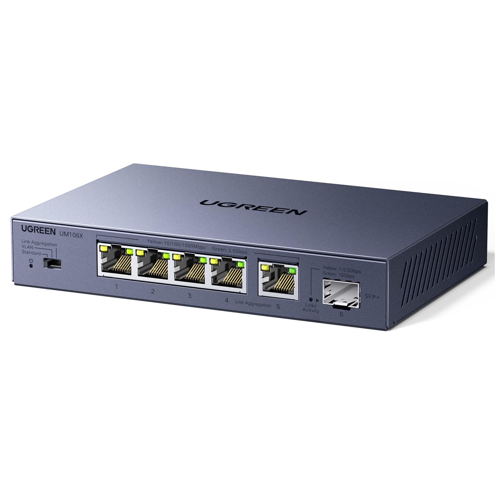 🚀 UGREEN 2.5G LAN Switch mit 5X 2.5G Ports+1X10G SFP+ 🌐
