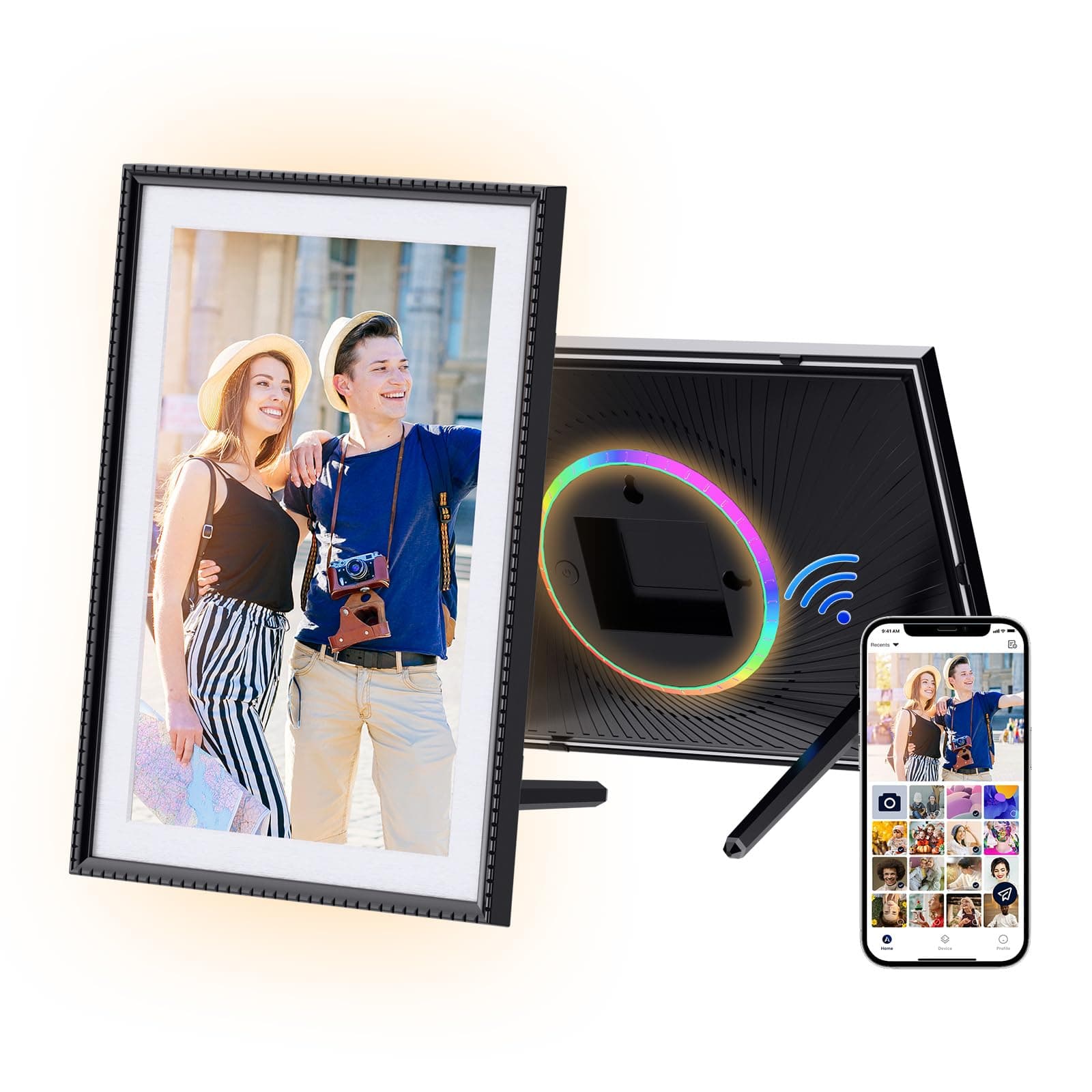 📸 HDeye Digitaler Fotorahmen 10.1 Zoll WiFi, HD 1280x800 IPS Touchscreen Elektronischer FotoRahmen