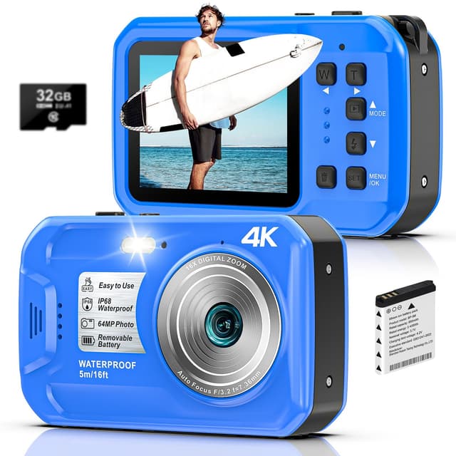 📸 Unterwasserkamera 4K UHD | Digitalkamera Wasserdichte mit 64MP Autofocus | Schnorcheln & Tauchen 🌊