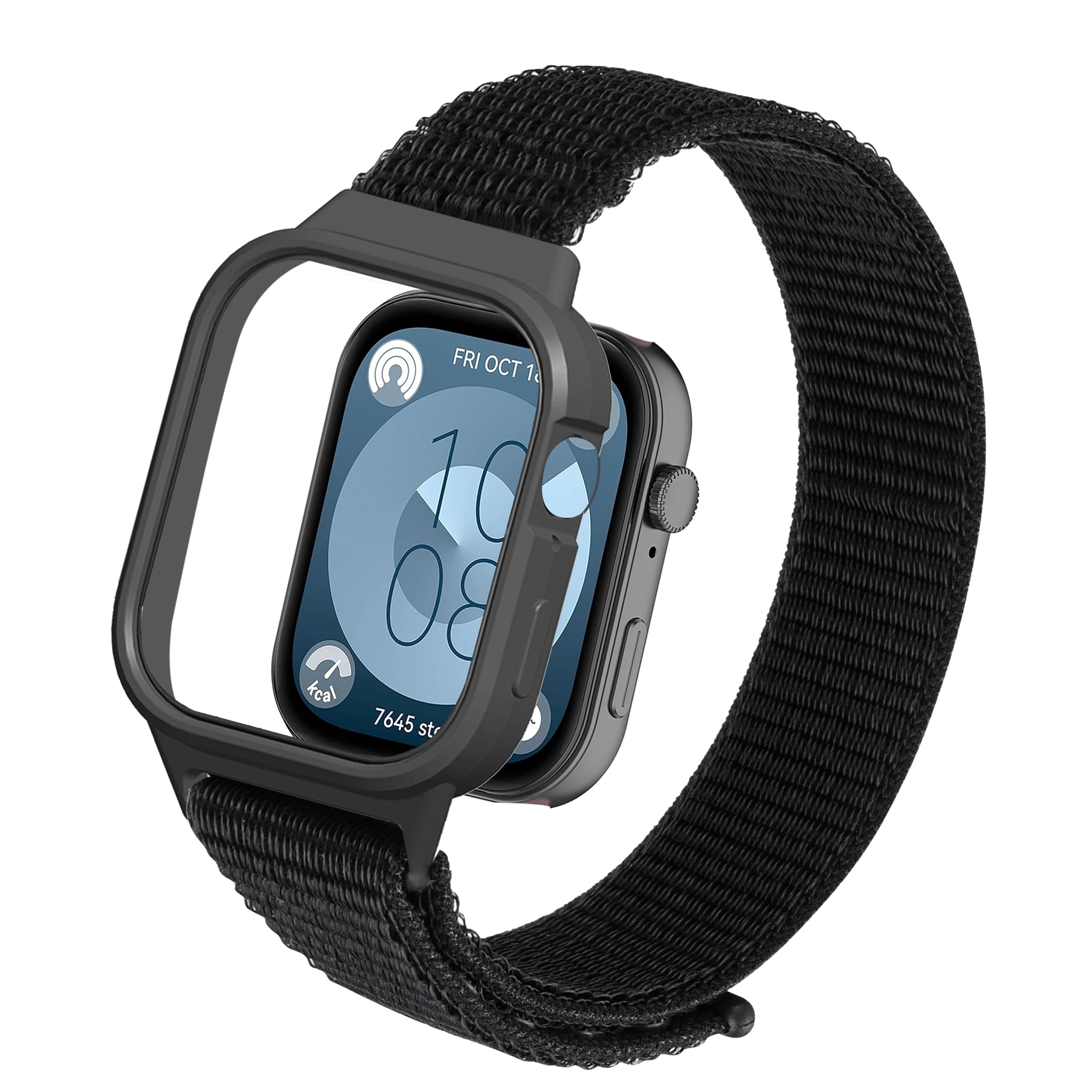 Keecuty Armband für Huawei Watch Fit 3 - Verstellbares Nylon Armband in Schwarz ❤️