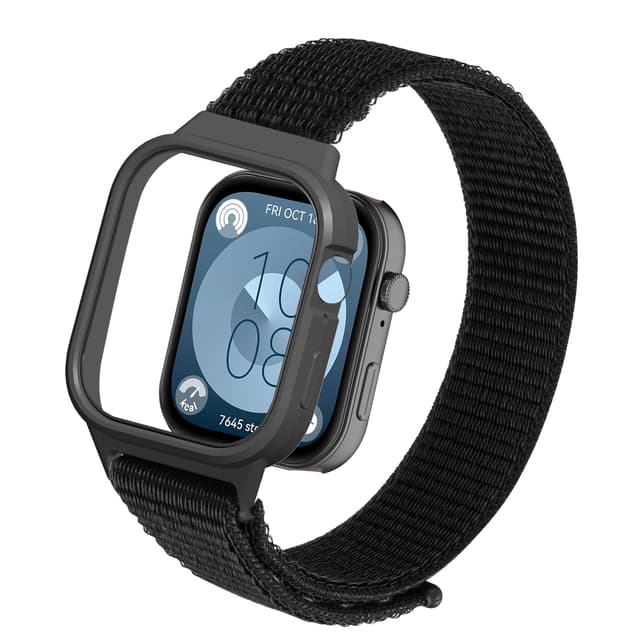 Keecuty Armband für Huawei Watch Fit 3 - Verstellbares Nylon Armband in Schwarz ❤️