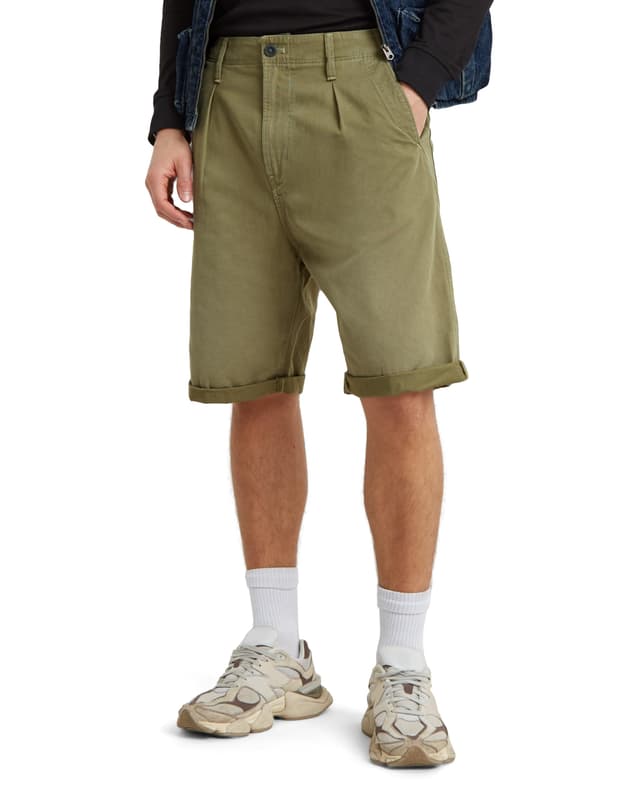 🌟 G-Star Herren Pleated Chino Shorts 29W Grün 🌟