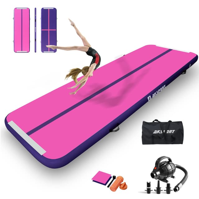 AKSPORT Air Matte Track Tumbling Matte,3/4/5/6m Aufblasbar Gymnastikmatte Turnmatte Tumbling Matten 10/20cm hoch mit Luftpumpe