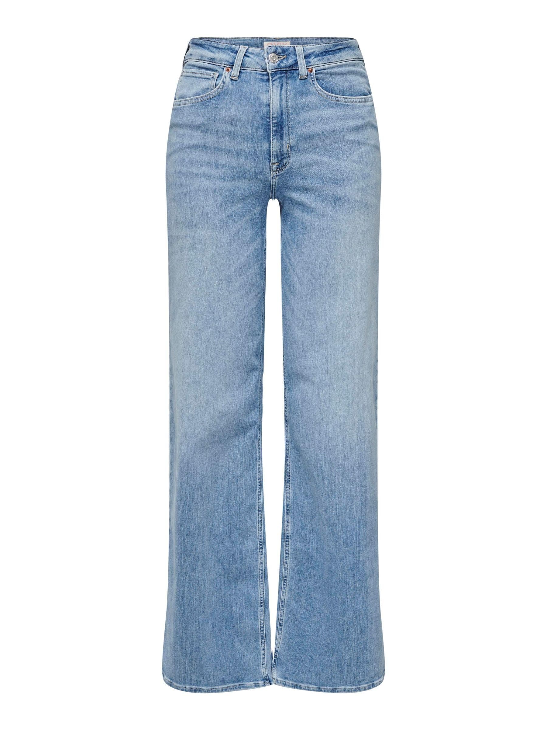 👖 Nur für Damen! Weite Bein Jeans ONLMADISON Hohe Taille - Light Blue Denim