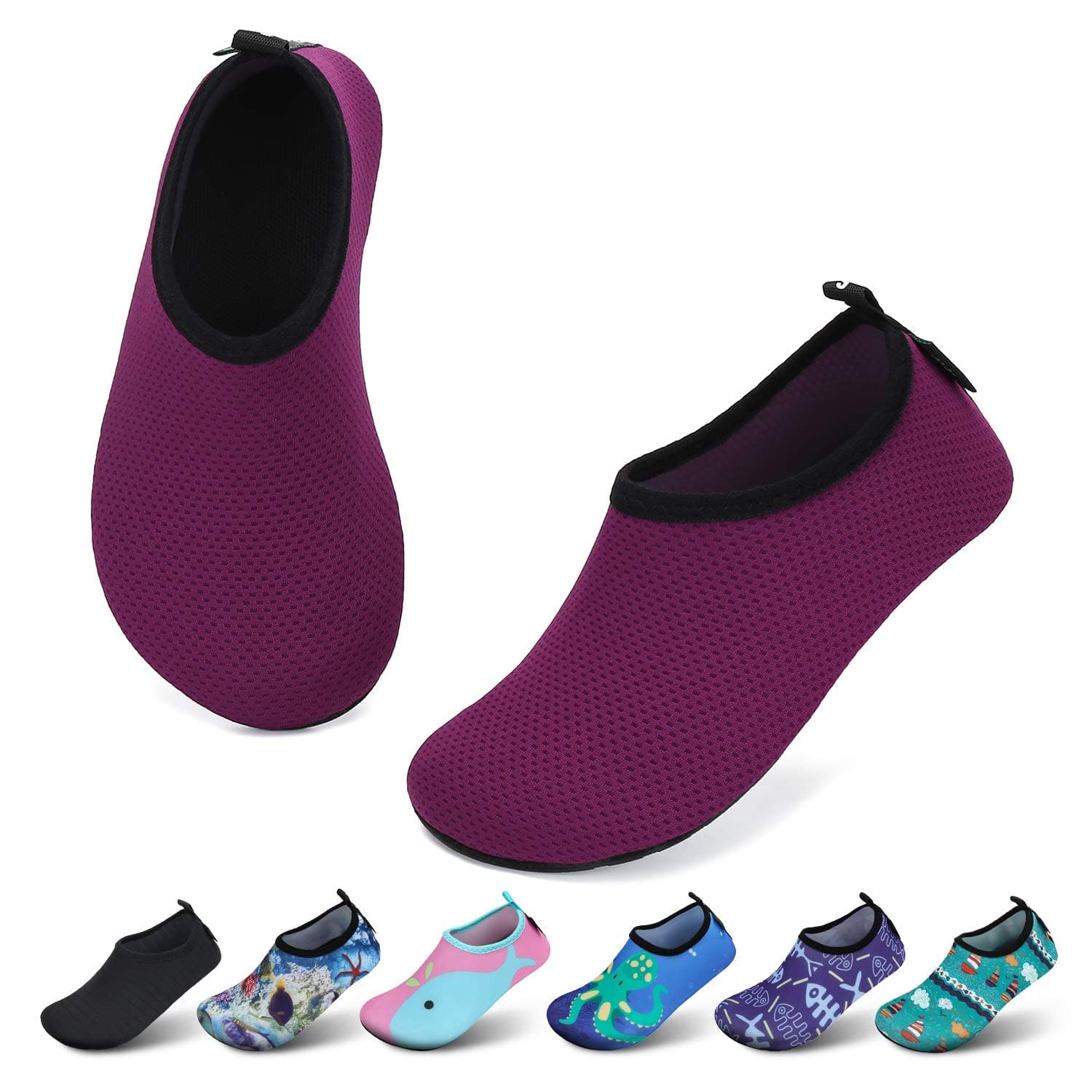 🌈 SAGUARO Kinder Badeschuhe Mädchen Schwimmschuhe Junge Schnell Trocken Outdoor Aqua Schuhe Pool Yoga 21-35EU 32/33 EU Violett