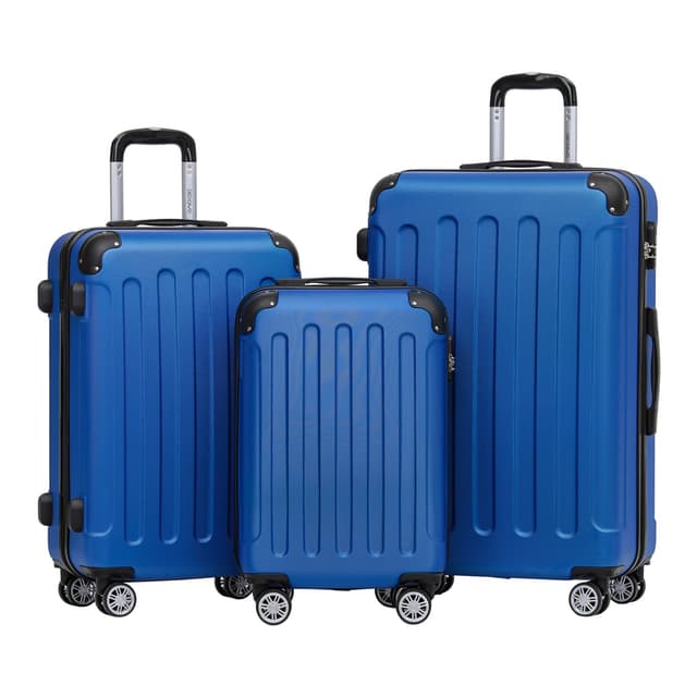 🧳 BEIBYE 2045 Zwillingsrollen 3tlg. Reisekoffer Koffer Kofferset Trolleys Hartschale in 14 Farben (Blau) – DEAL!