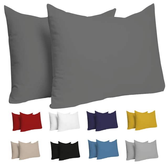 Dreamzie Kissenbezug 40x60 (Set mit 2) - 100% Jersey Baumwolle 150 g/qm Kissenbezüge 😍 Anthrazit - Für Kissen 40 x 60 cm