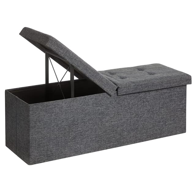 SONGMICS Sitzbank mit Stauraum, klappbare Sitztruhe, Aufbewahrungsbox, 38 x 110 x 38 cm, Schiefergrau LSF76GYZ 110B cm
