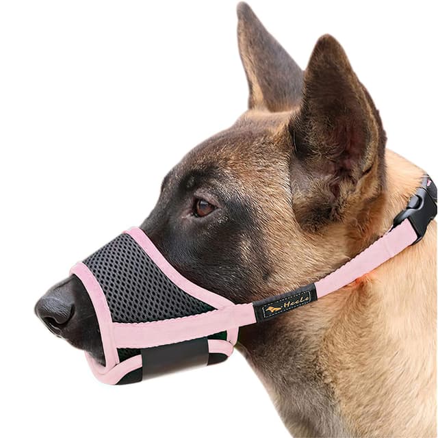 🐶🐾 HEELE Maulkorb Für Hunde, Verstellbare Schlaufe, Atmungsaktiv, Sicherer, Schneller Sitz Für Kleine, Mittelgroße Hunde, Verhindert Das Beißen, Kauen Und Bellen (S, Rosa) 🐾🐶
