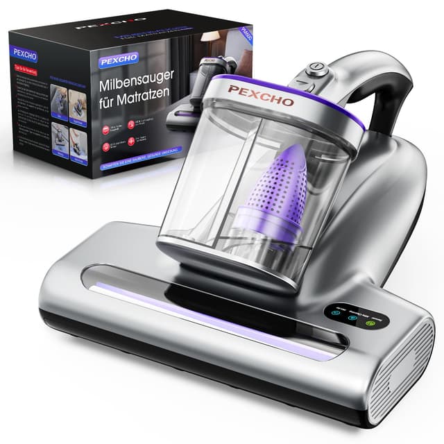 PEXCHO PM600 Milbensauger mit UV-Licht, Matratzensauger für Allergiker, 500W