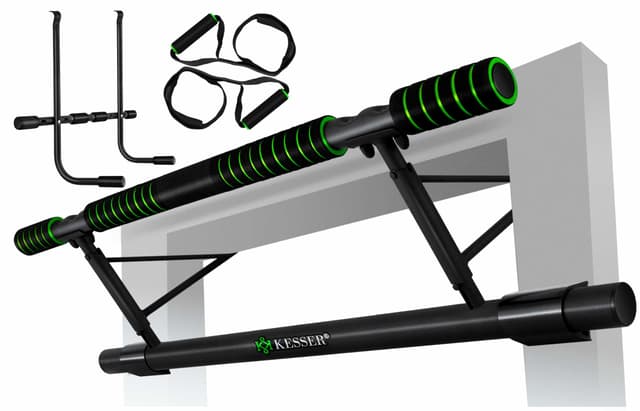 🏋️‍♂️ KESSER® 4in1 Premium Klimmzugstange inkl. DIP-Station & Power Ropes, klappbare Türreck, sichere Türrahmen einhängen, Montage zu Hause ohne Schrauben, Pull Up Bar für Crossfit Grün