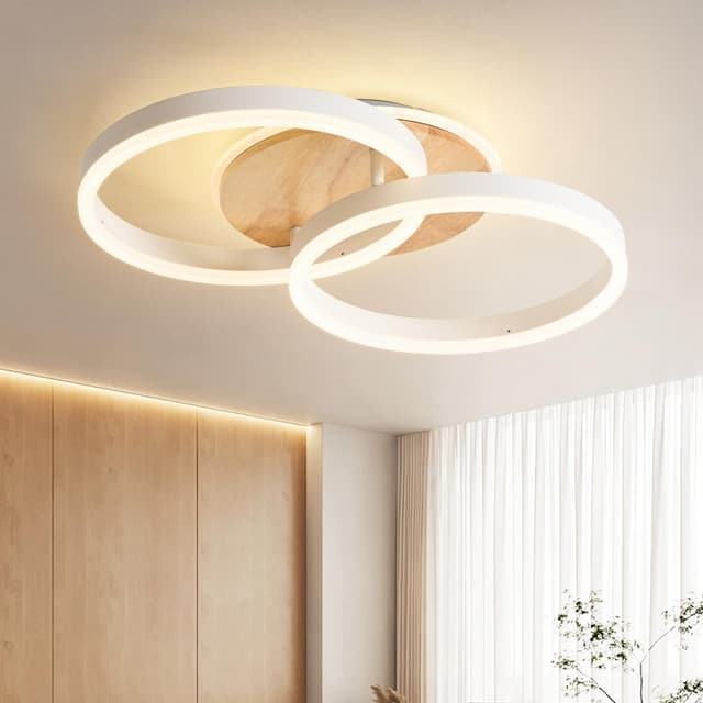 🌟 Amdelne LED Deckenlampe Wohnzimmer 50cm 2-Ringe Design, 36W Deckenleuchte Moderne mit Fernbedienung Dimmbar 🌟