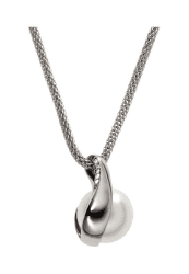 🌟SALE🌟 Skagen Damen Edelstahl/Halbedel Perlenanhänger Halskette Silberton/Weiß