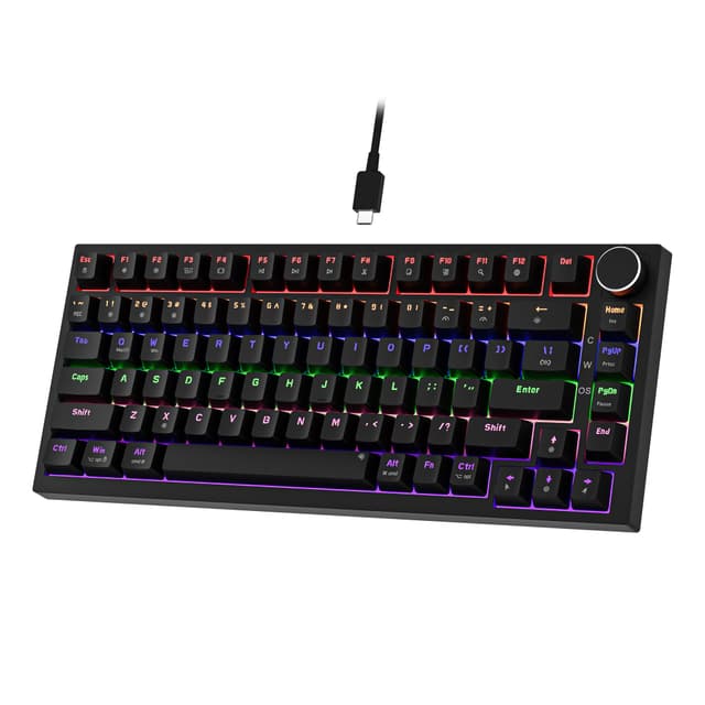 NEWMEN GM326 Mechanische Gaming-Tastatur 🎮 75% TKL Hot Swap LED USB C Mini Mechanisch 🌈 Schwarz Rote Schalter