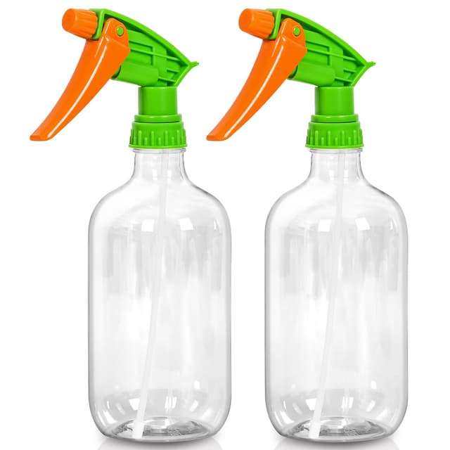 Reinigung Wasser Sprühflasche Pflanzen Garten, Wasserspritze Zerstäuber Sprühflasche Haare 2Stk 500ml spritzflasche, Wasserspray Pflanzensprüher Wassersprühflasche (Transparent Flasche Orange Düse) Transparent Flasche+orange Düse