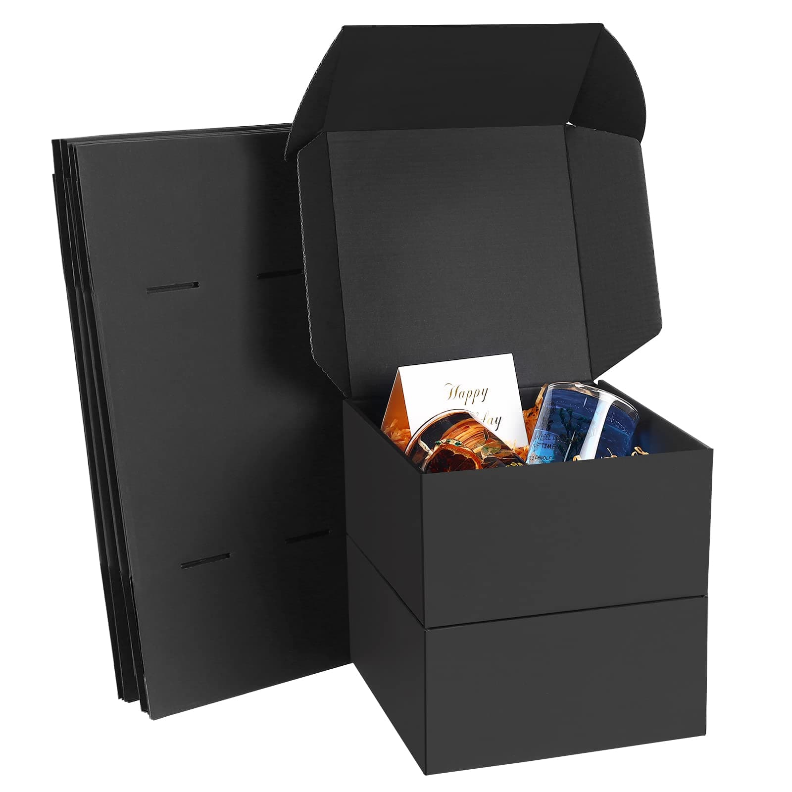 🎁 GUOKOFF Karton Geschenkboxen Schwarz (10 Stück), 15 x 15 x 8cm - Weihnachten, Geburtstag 🎉