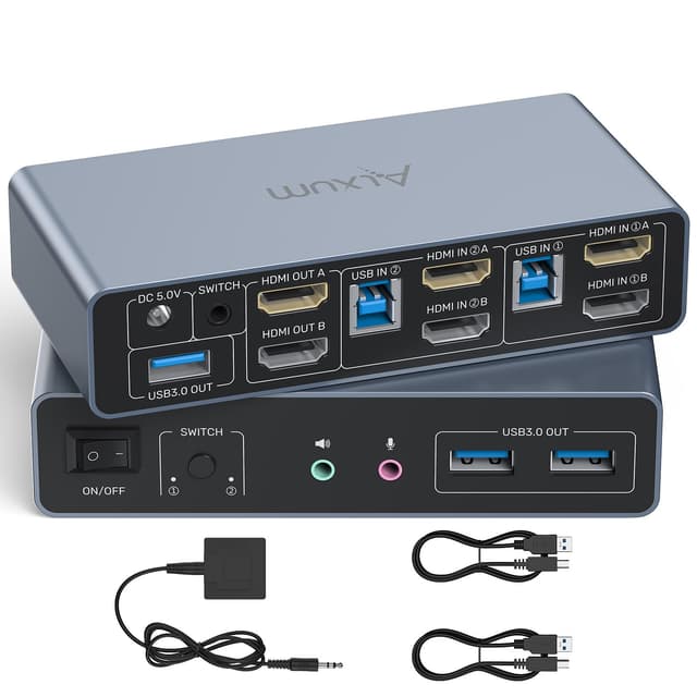 🌟 Alxum HDMI KVM-Switch für 2 Monitore und 2 Computer 🖥️🖥️