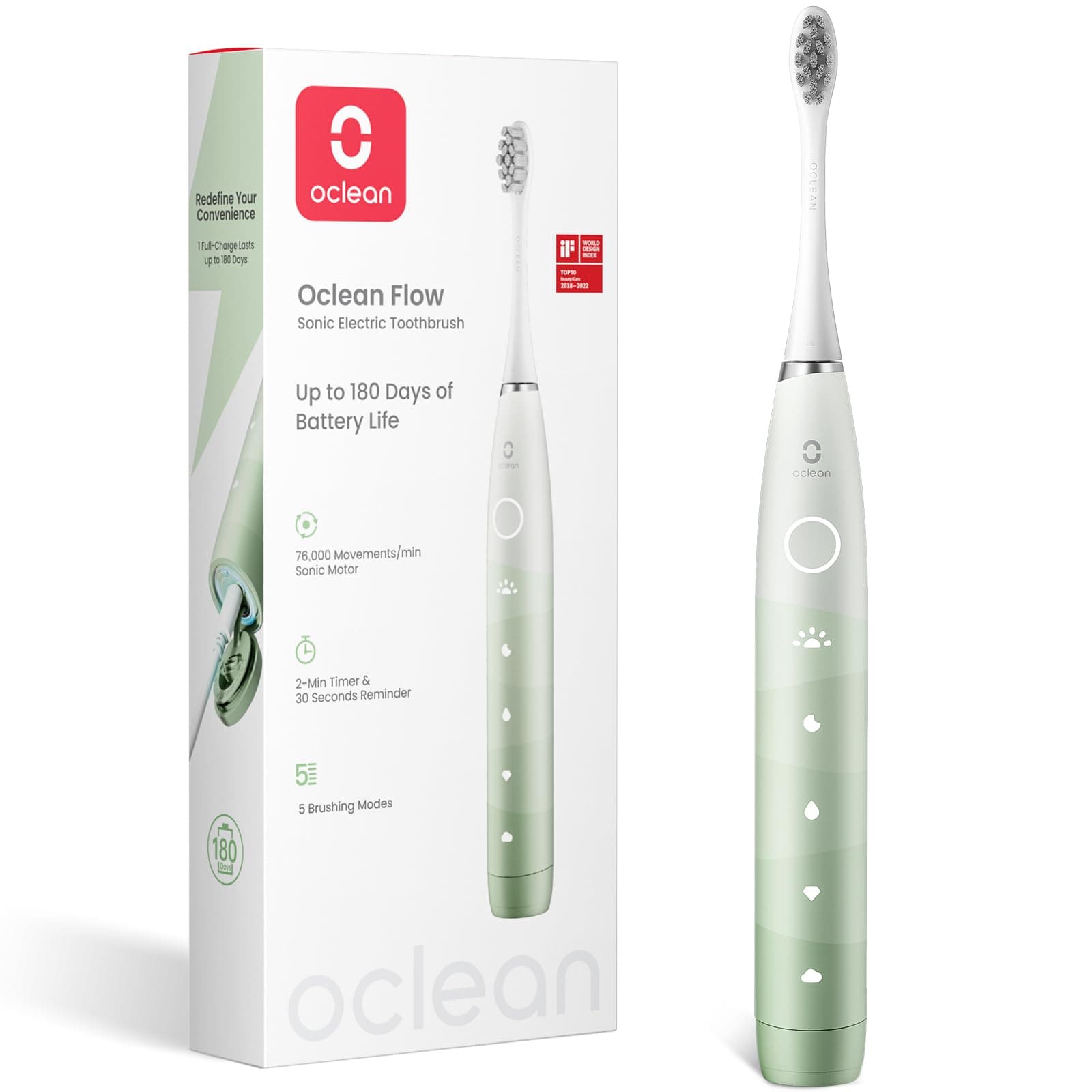 Oclean Elektrische Zahnbürste Flow - Sonic Electric Toothbrush für Reisen 🦷💚